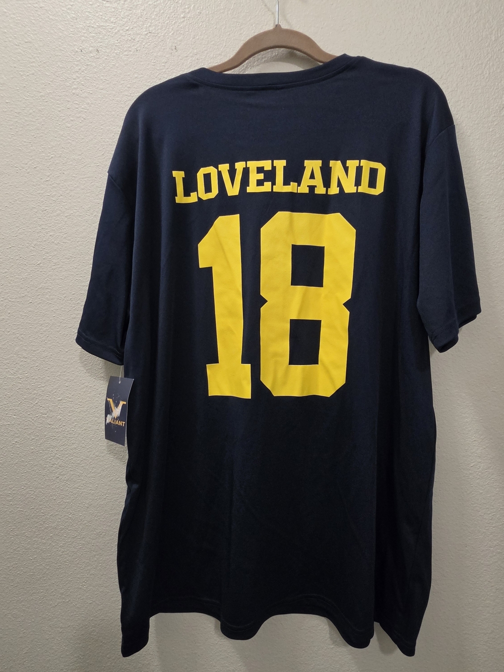 Valiant Michigan Wolverines #18 Colston Loveland Football Jersey Tee - Picture 3 of 5
